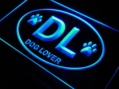 Dog Lover DL Paw Print Bar Beer Neon Light Sign